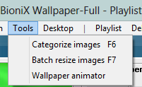 BioniX Background Switcher Manual - Tools menu
